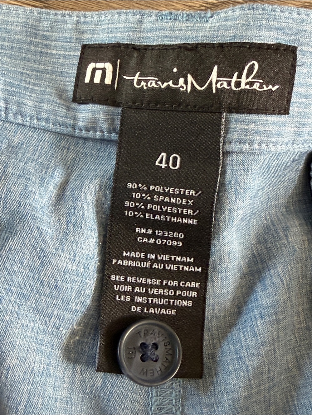Travis Mathew Heathered Sky Blue Flat-Front Shorts - Picture 4 of 6